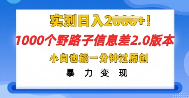 2025抖音1000个野路子信息差最新玩法，一分钟过原创，暴力变现月入几k-微创终点站