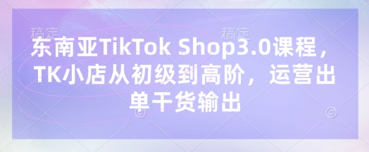 东南亚TikTok Shop3.0课程,TK小店从初级到高阶,运营出单干货输出-微创终点站