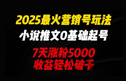 2025最火营销号玩法：小说推文0基础起号，7天涨粉5000，收益轻松破k-微创终点站